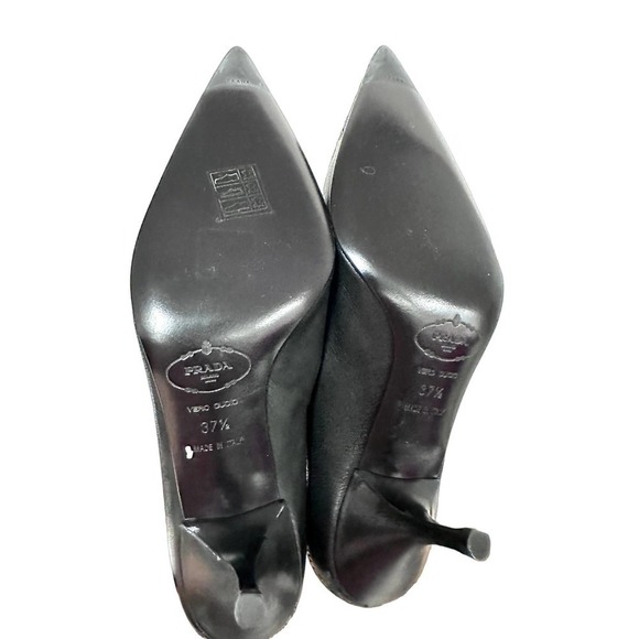 Prada Calzature Donna NIB vtg Stiletto heels nero black Perf Size 37.5/7.5 RARE - Picture 7 of 12